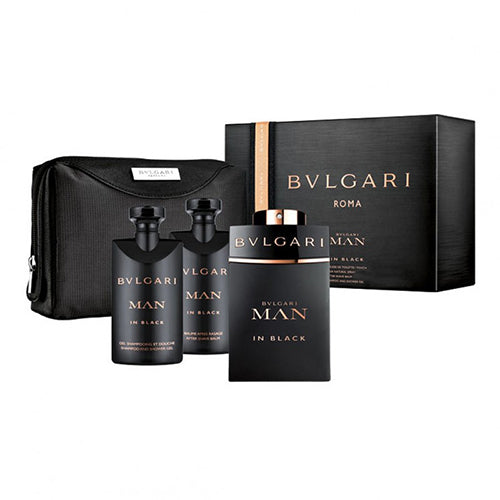 Bvlgari Man In Black 100ML EDP 75ML Aftershave Balm 75ML Shampoo and