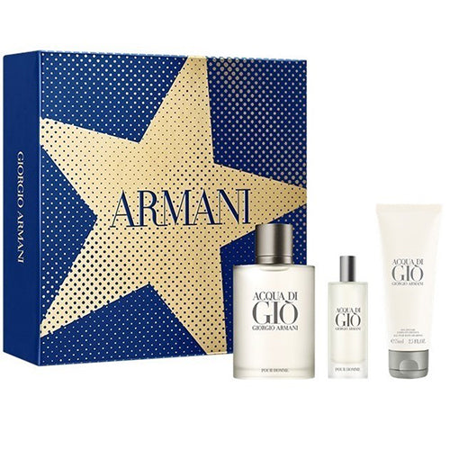 Acqua Di Gio 100ml EDT + 75ml Body Shampoo + 15ML EDT